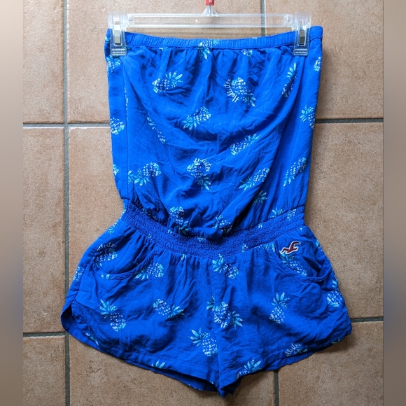 Hollister Pineapple Print Blue Tube Top Romper - Picture 3 of 6